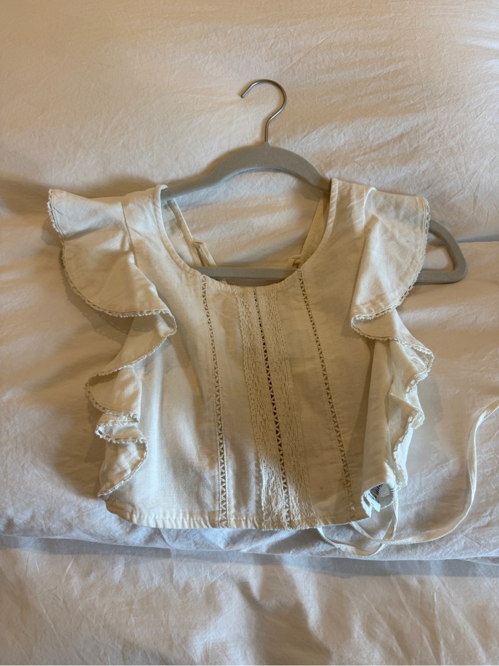 Zara Cream Ruffle Camisole with Lace Panels